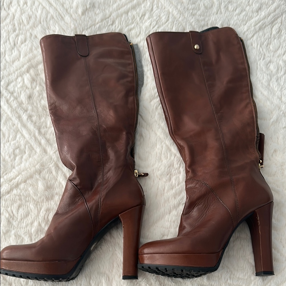 BCBGMaxAzria Brown Heeled Boots with Platform